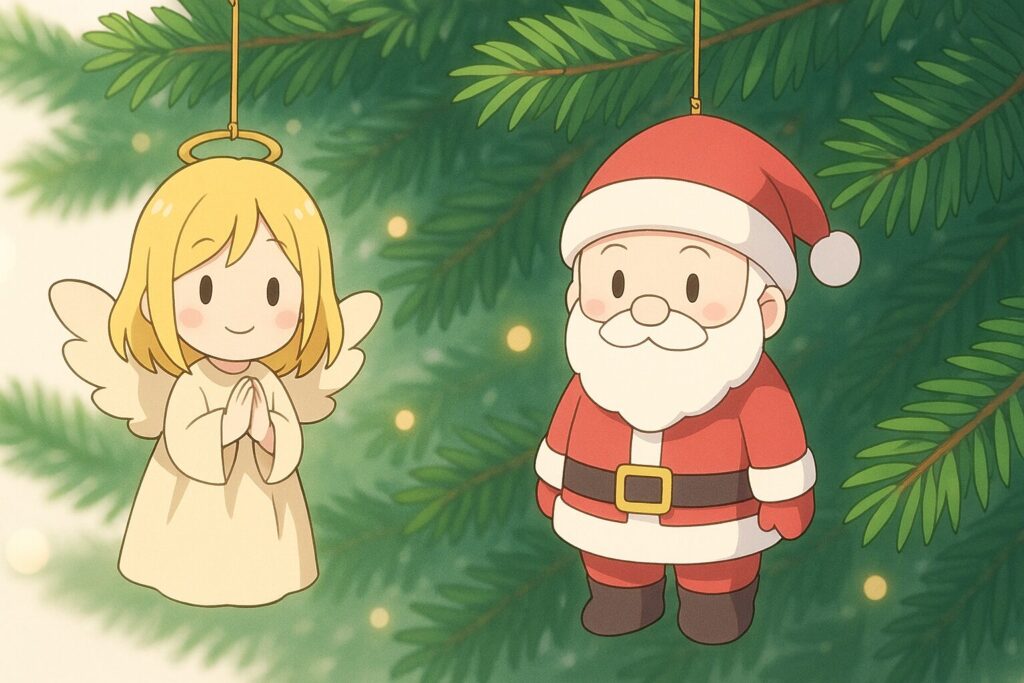 クリスマスツリー、天使、サンタ、オーナメント